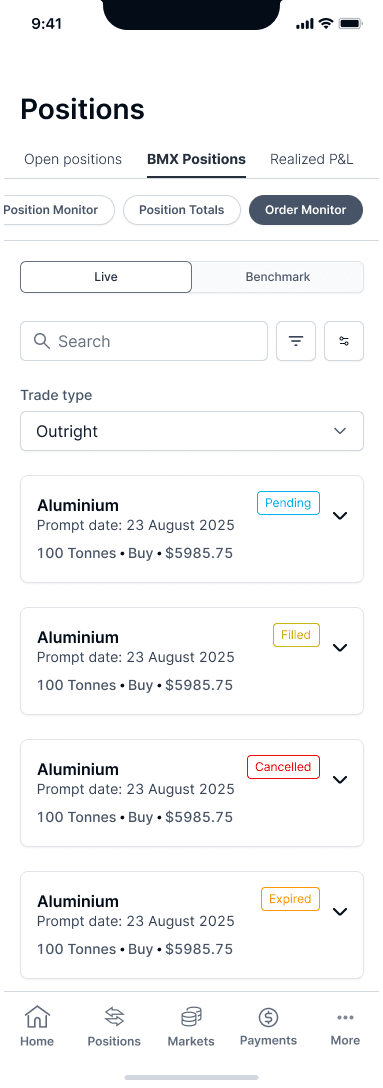 Order Monitor design before integration - standalone BMX version with card-based layout